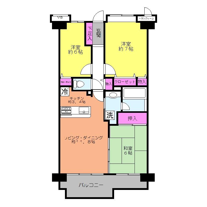 Floor plan. 3LDK, Price 15.8 million yen, Footprint 72.6 sq m , If the balcony area 11.7 sq m drawings and the present situation is different will honor the current state
