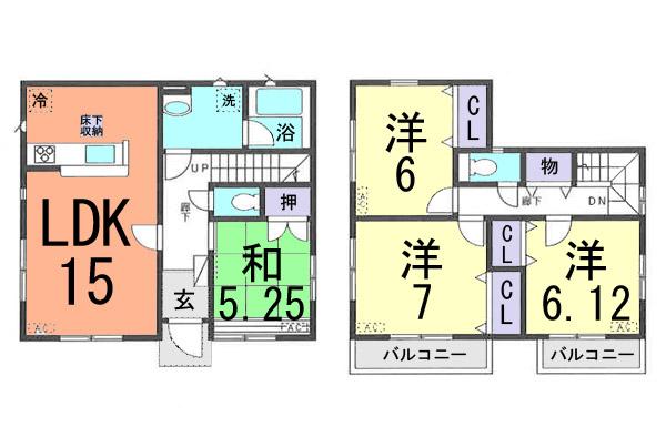 Floor plan. (4 Building), Price 16.8 million yen, 4LDK, Land area 120.12 sq m , Building area 95.37 sq m