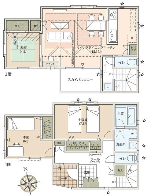 Floor plan. 27.3 million yen, 3LDK, Land area 104.23 sq m , It is taken between the building area 96.87 sq m 2F living type