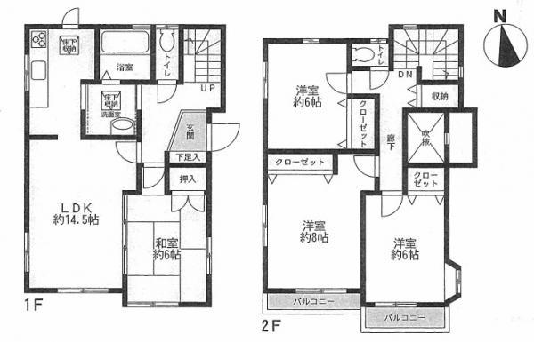 Floor plan. 26,800,000 yen, 4LDK, Land area 125.89 sq m , Bright floor plan with a building area of ​​100.88 sq m atrium.