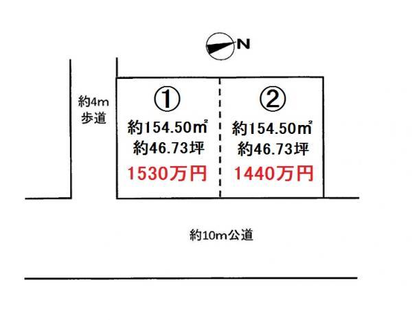 Compartment figure. Land price 14.4 million yen, Land area 154.5 sq m