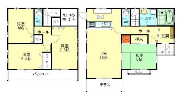 Floor plan. 28.8 million yen, 4LDK, Land area 182.59 sq m , 4LDK of building area 102.68 sq m about 31 square meters