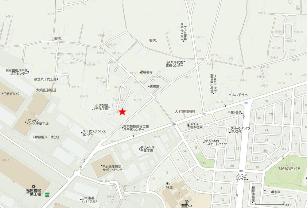 Local guide map. Please your visit as a guide, Chiba Prefecture Yachiyo Owadashinden 660-67!