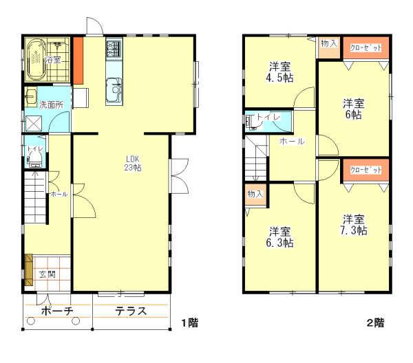 Floor plan. 34,800,000 yen, 4LDK, Land area 165.29 sq m , Building area 107.65 sq m