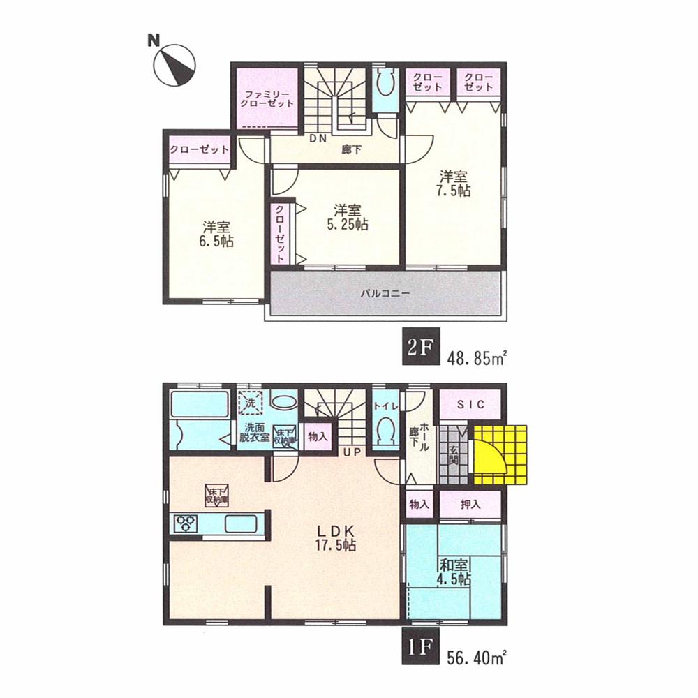Floor plan. (A Building), Price 29,800,000 yen, 4LDK+S, Land area 179.09 sq m , Building area 105.25 sq m
