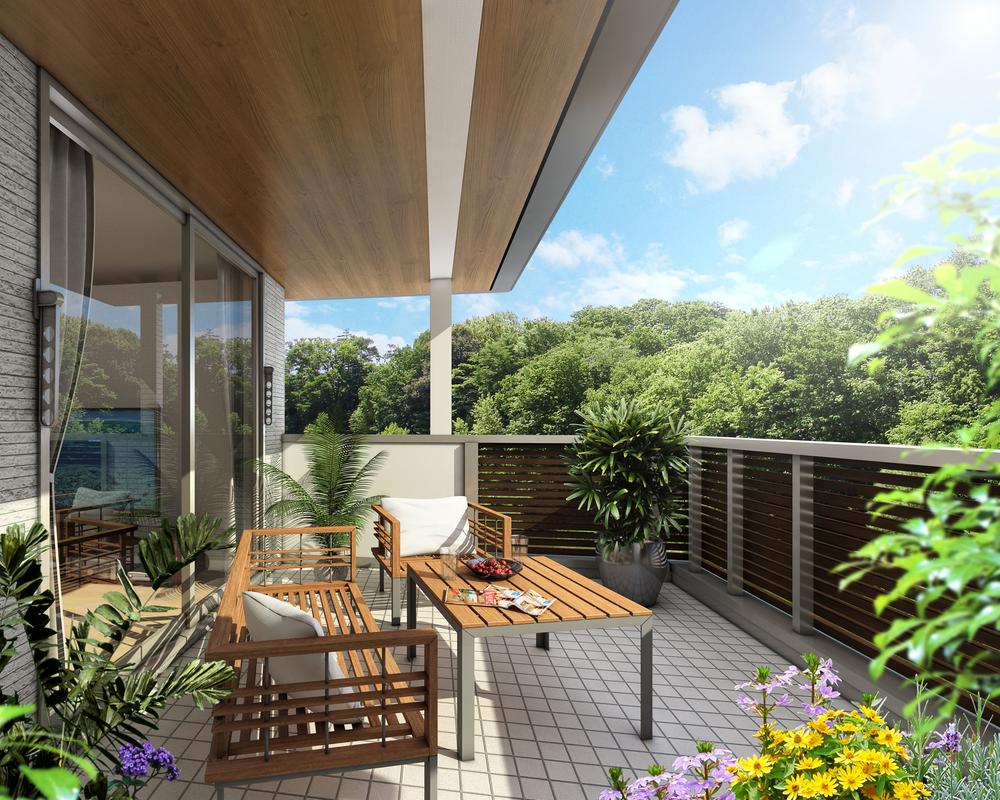Cityscape Rendering. Sky and facing "another garden", Large Sky balcony. Good view spreads pleasant overlooking the forest of local southeast side. Cityscape Rendering