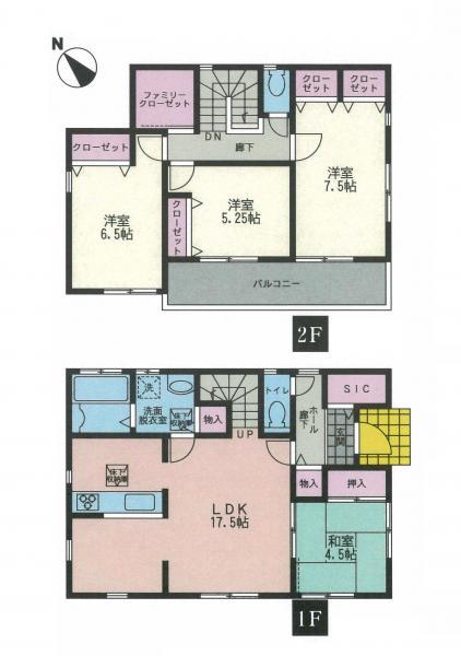 Floor plan. 29,800,000 yen, 4LDK, Land area 179.09 sq m , Building area 105.25 sq m