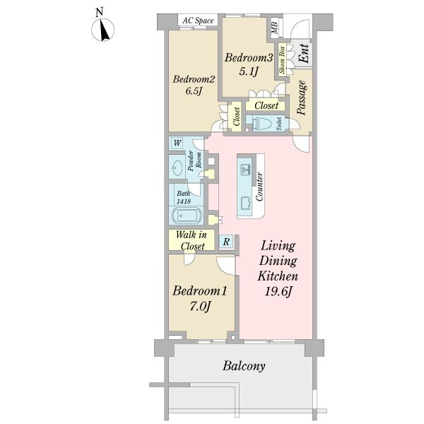 Floor plan. 3LDK, Price 28.8 million yen, Occupied area 80.54 sq m , Balcony area 14.85 sq m