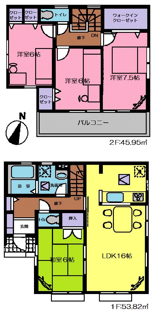 Floor plan. (Building 2), Price 22,300,000 yen, 4LDK+S, Land area 148 sq m , Building area 99.77 sq m