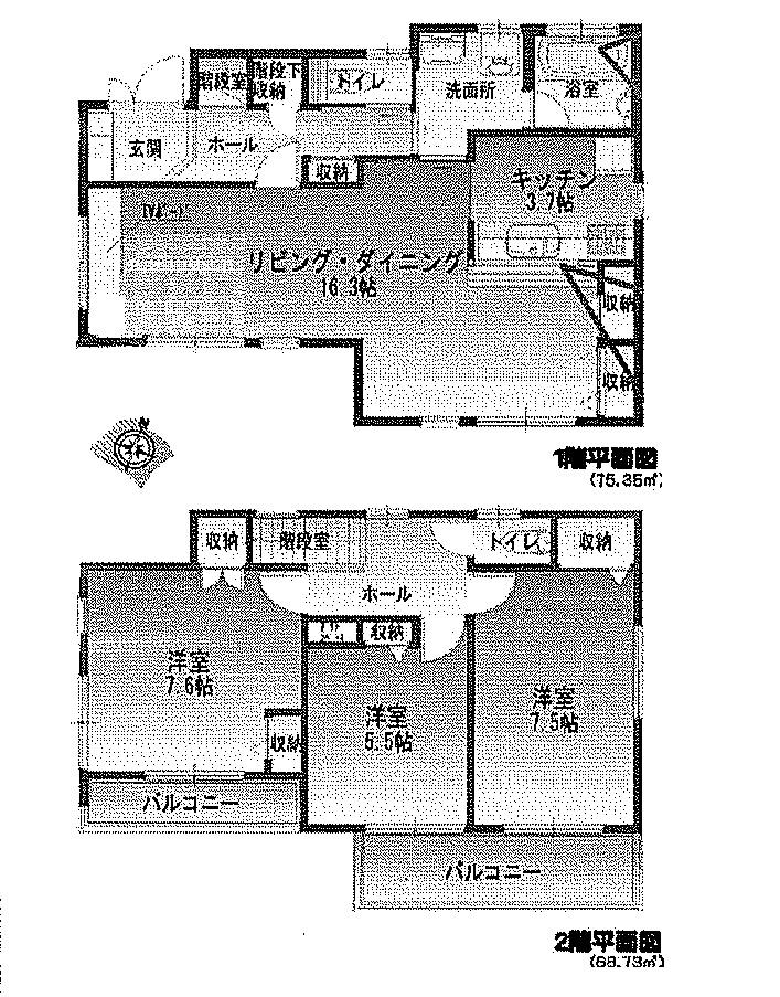 Floor plan. 17.5 million yen, 3LDK, Land area 100.22 sq m , Building area 96.46 sq m