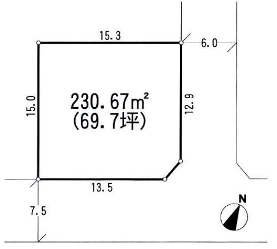 Compartment figure. Land price 15.3 million yen, Land area 230.67 sq m