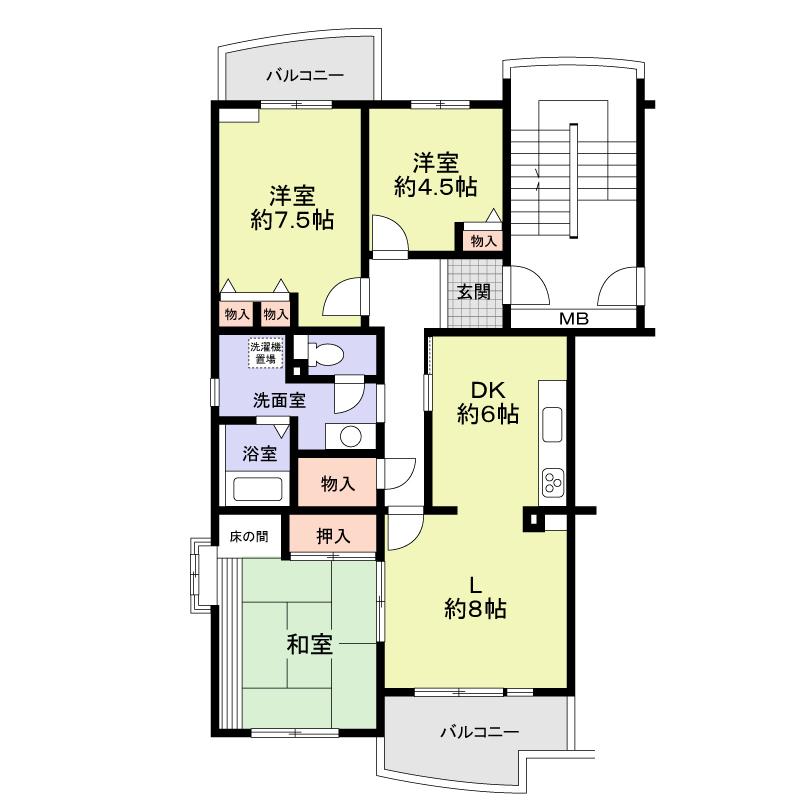 Floor plan. 3LDK, Price 14.8 million yen, Occupied area 84.36 sq m , Balcony area 11.12 sq m