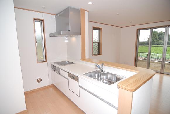 Family of face you will see may be standing before counter kitchen>