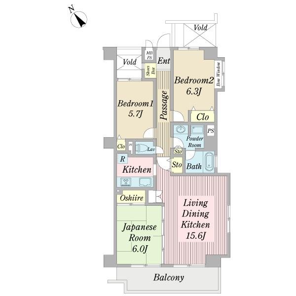 Floor plan. 3LDK, Price 9.9 million yen, Occupied area 74.35 sq m , Balcony area 8.4 sq m southeast ・ Southwest Corner Room