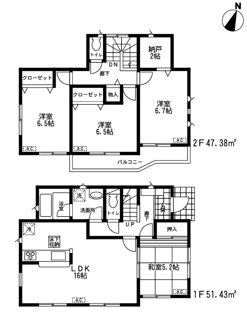 Floor plan. 19,800,000 yen, 4LDK + S (storeroom), Land area 209.32 sq m , Building area 98.81 sq m