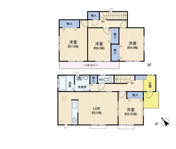 Floor plan. 24,800,000 yen, 4LDK, Land area 185.46 sq m , Building area 100.6 sq m