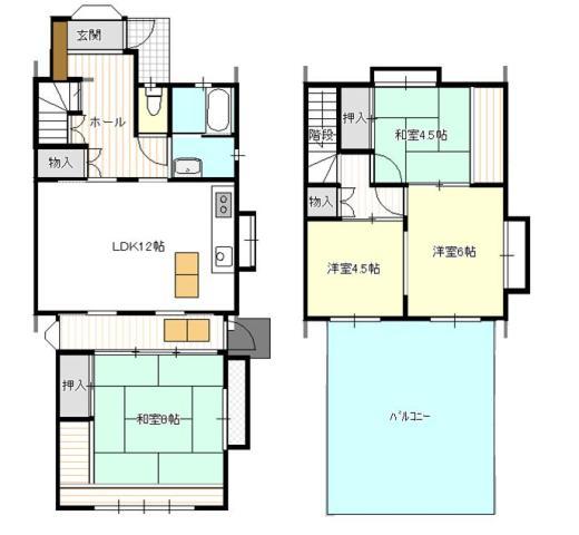 Floor plan. 8.5 million yen, 4LDK, Land area 122.09 sq m , Building area 93.68 sq m