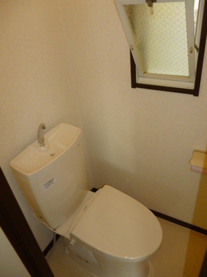 Toilet. Toilet with warm water washing toilet seat. It is settled new exchange.