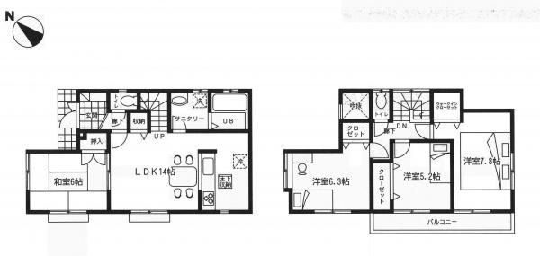 Floor plan. 18,800,000 yen, 4LDK, Land area 161.21 sq m , Building area 92.25 sq m