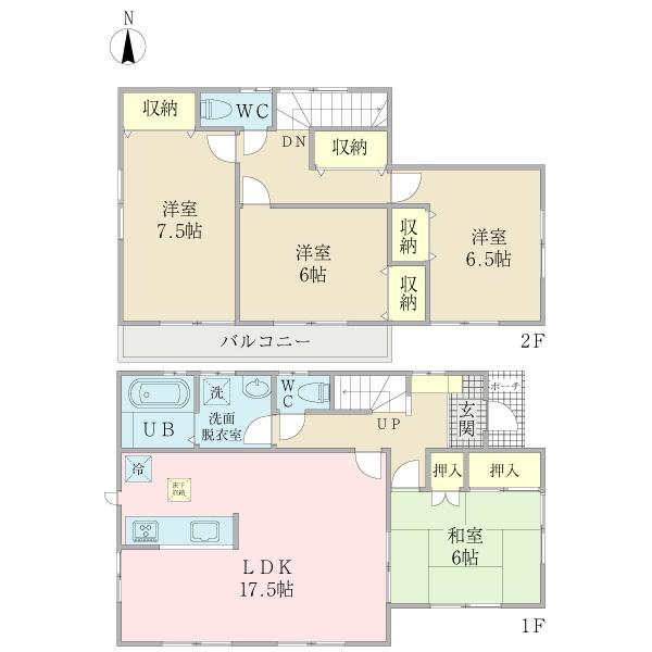 Floor plan. 22,800,000 yen, 4LDK, Land area 166.34 sq m , Building area 105.98 sq m