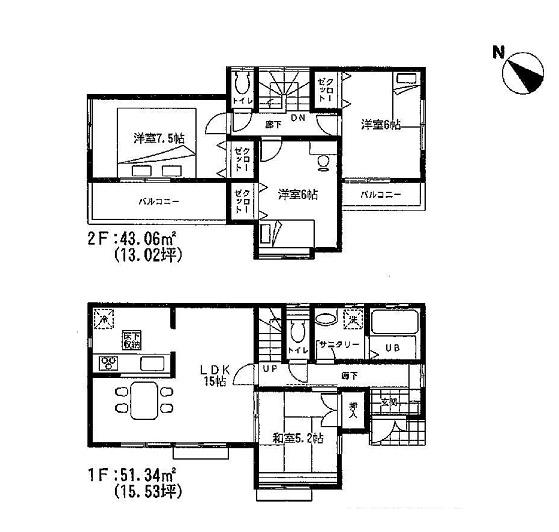 Floor plan. 17.8 million yen, 4LDK, Land area 161.45 sq m , Building area 94.4 sq m