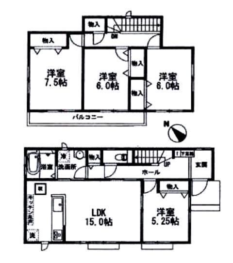 Floor plan. 24,800,000 yen, 4LDK, Land area 185.46 sq m , Building area 100.6 sq m
