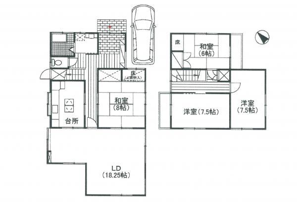 Floor plan. 7.5 million yen, 4LDK, Land area 165 sq m , Building area 118.4 sq m