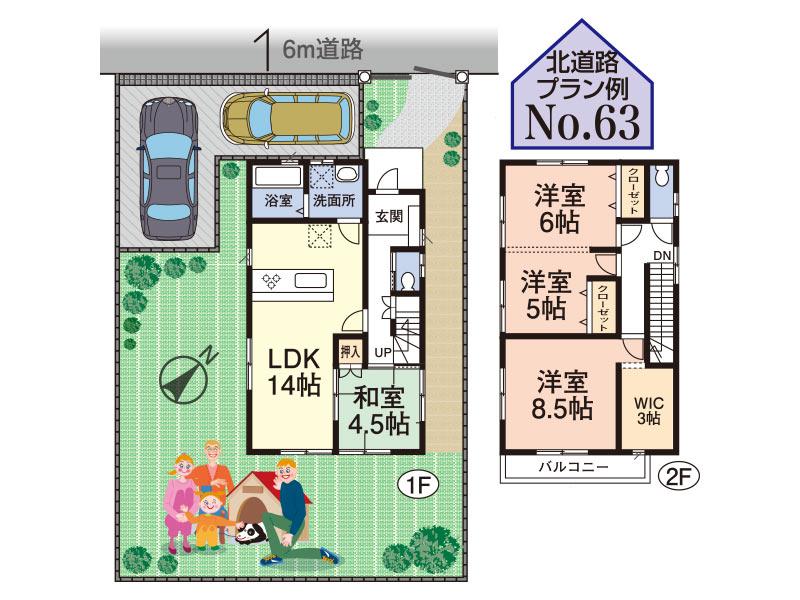Building plan example (Perth ・ Introspection). Building plan example (No. 63 locations) Building price 13.6 million yen, Building area 97.70 sq m