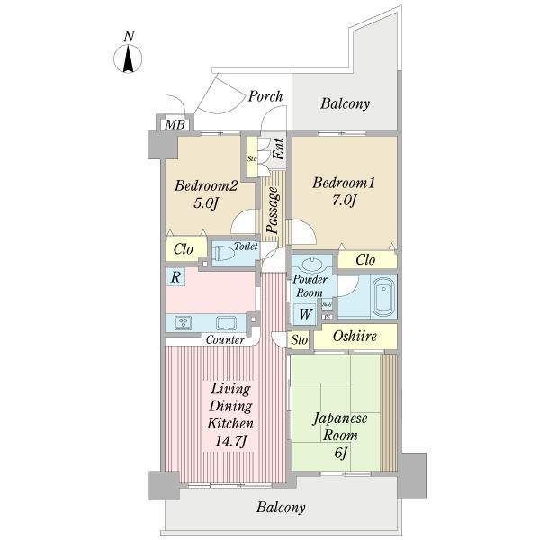 Floor plan. 3LDK, Price 18.5 million yen, Occupied area 72.04 sq m , Balcony area 21.02 sq m