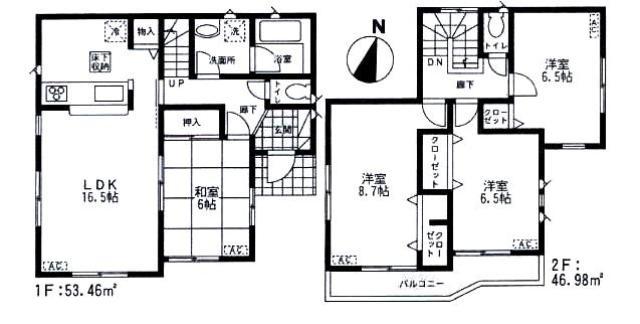 Floor plan. 21,800,000 yen, 4LDK, Land area 132.59 sq m , Building area 100.44 sq m