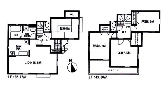 Floor plan. 18,800,000 yen, 4LDK, Land area 153.13 sq m , Building area 96.05 sq m