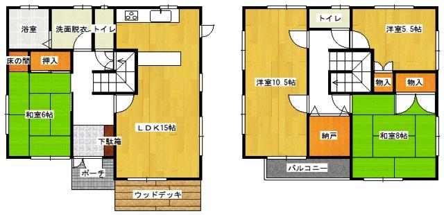 Floor plan. 20.5 million yen, 4LDK, Land area 142.03 sq m , 4LDK with a building area of ​​126 sq m storeroom
