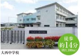 Junior high school. 1100m to Onishi junior high school