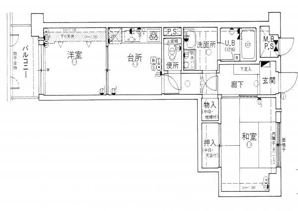 Floor plan. 2K, Price 6.6 million yen, Occupied area 41.31 sq m , Balcony area 4.05 sq m