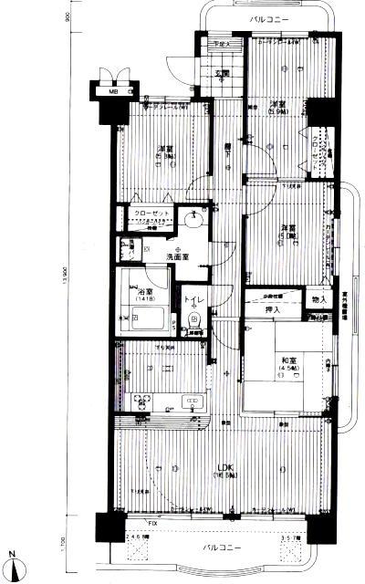 Floor plan. 4LDK, Price 13.8 million yen, Footprint 84.4 sq m , Balcony area 12.14 sq m