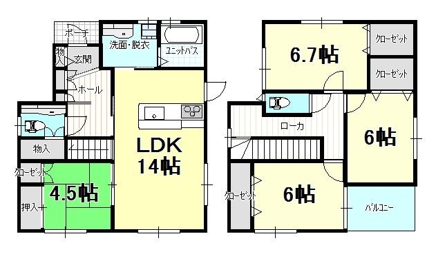 Floor plan. 22,900,000 yen, 4LDK, Land area 155.77 sq m , Building area 103.31 sq m