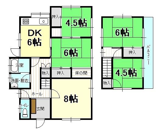 Floor plan. 11.5 million yen, 4DK, Land area 202.06 sq m , Building area 89.79 sq m