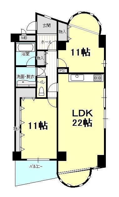Floor plan. 2LDK, Price 36 million yen, Footprint 116.31 sq m , Balcony area 10.86 sq m