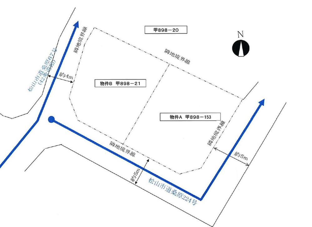 Compartment figure. Land price 13.8 million yen, Land area 163 sq m Property A: southeast corner lot sunny!