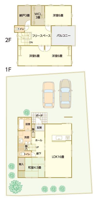 Floor plan. 28.8 million yen, 3LDK + S (storeroom), Land area 181.83 sq m , Also spacious building area 107.23 sq m 2 floor free space