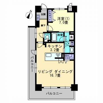Floor plan. 1LDK, Price 19,800,000 yen, Footprint 62.84 is 1LDK of sq m L-shaped balcony