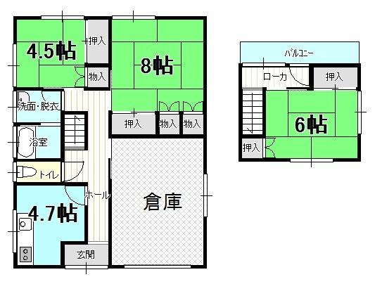 Floor plan. 5.95 million yen, 3DK+S, Land area 99.17 sq m , Building area 87.16 sq m