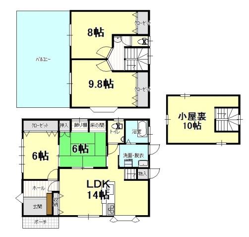 Floor plan. 28 million yen, 4LDK, Land area 139.28 sq m , Building area 109.3 sq m
