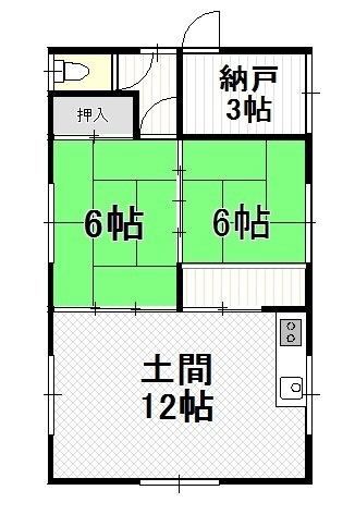 Floor plan. 12 million yen, 2DK+S, Land area 411.89 sq m , Building area 66.94 sq m