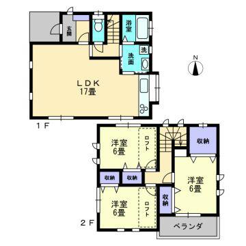 Floor plan. 20.8 million yen, 3LDK, Land area 110.55 sq m , Building area 86.12 sq m loft is a charming 3LDK. 