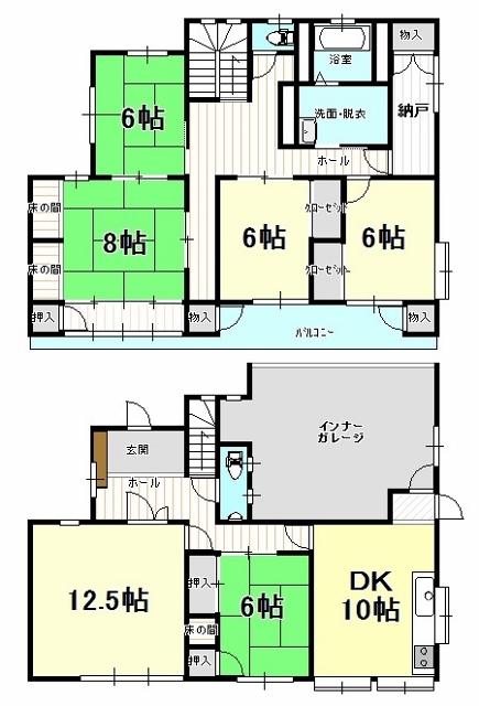 Floor plan. 33 million yen, 6LDK+S, Land area 222.54 sq m , Building area 223.84 sq m