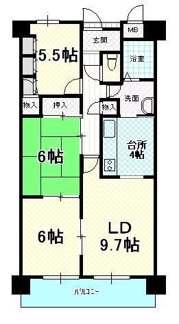 Floor plan. 3LDK, Price 12.8 million yen, Occupied area 68.42 sq m , Balcony area 16.55 sq m