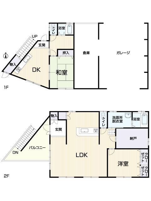 Floor plan. 23.8 million yen, 2LDK+S, Land area 227.88 sq m , Is a floor plan of 2 households specification that the building area 134.66 sq m site was taking advantage of eye full