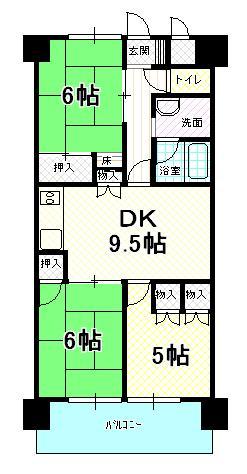 Floor plan. 3DK, Price $ 40,000, Occupied area 50.75 sq m , Balcony area 8.1 sq m