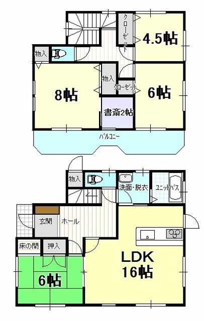 Floor plan. 21.5 million yen, 4LDK, Land area 128 sq m , Building area 108.47 sq m